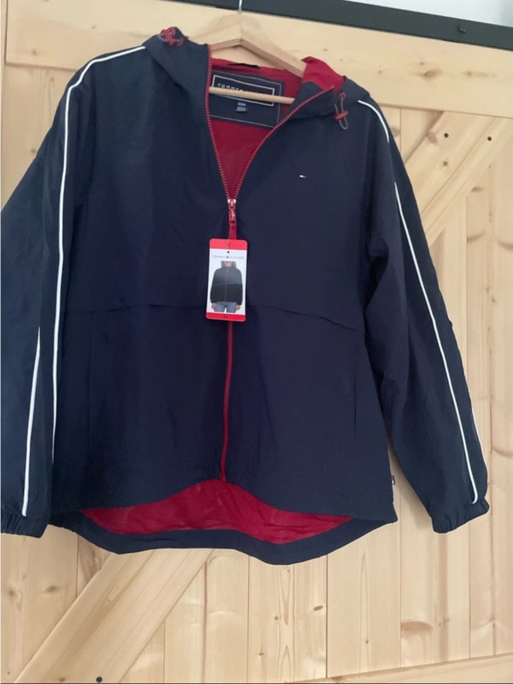 Tommy Hilfiger Navy Jacket with Red Lining and White Piping